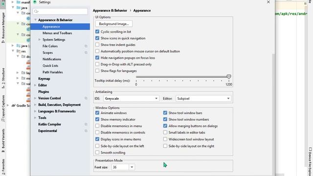 Configure of Android Studio 3.6.3 -AVD-create virtual device-SDK-VersionControl-Appearance behavior