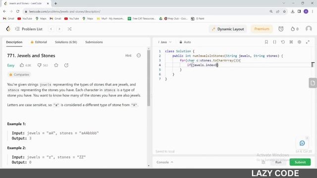 LeetCode in Java | Problem Solving in Strings:Easy Question | Jewels and Stones | For Beginner & Ex