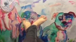 Kat feet dogs painting