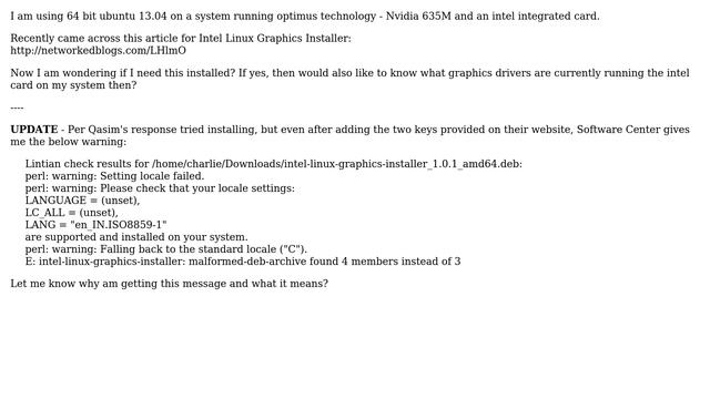 Ubuntu: Do I need Intel Linux Graphics Installer? смотреть онлайн