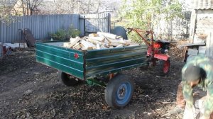 ПРИЦЕП ДЛЯ МОТОБЛОКА СВОИМИ РУКАМИ. Заготовка дров на зиму. Жизнь в селе.