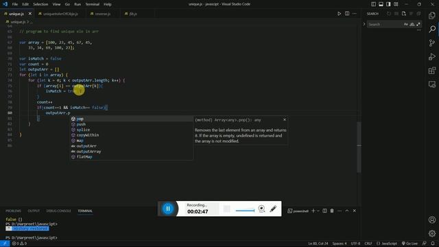 Unique elements in array #javascript full video  20230527 173631
