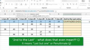 Second to last non-blank cell excel