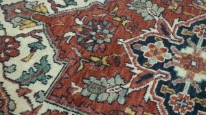 Hand Knotted Antique 9x12 Ivory and Rust Traditional Persian Area Rug | TRDCP95912