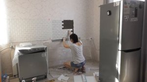 ФАРТУК НА КУХНЮ ИЗ КЕРАМИЧЕСКОЙ МОЗАИКИ Artens/БЕЛЫЙ ФАРТУК НА КУХНЕ