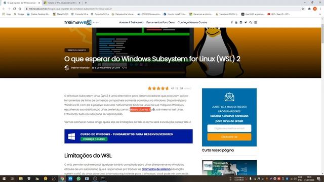 Ativando o WSL 2 (Windows Subsystem for Linux version 2) no Windows 10 e instalando Ubuntu 20.04 LT смотреть онлайн
