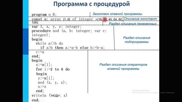 Подпрограммы на языке Паскаль смотреть онлайн