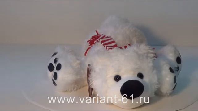 Мягкая игрушка Медведь белый лежащий с шарфом, 34 см смотреть онлайн