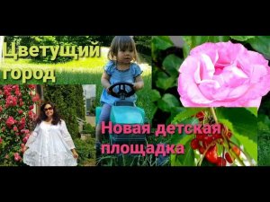 Новая детская площадка. Цветущий город.