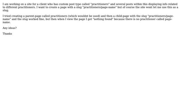 Wordpress: Create page using same slug as custom post type смотреть онлайн