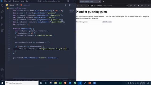 Number Guessing game with JavaScript | Web Development | Tutorial | IEMLabs