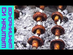 Шашлык из шампиньонов в маринаде из соевого соуса
