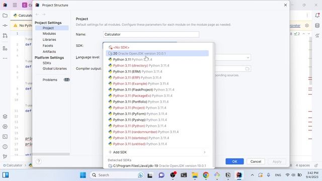 No Python Interpreter configured for the module