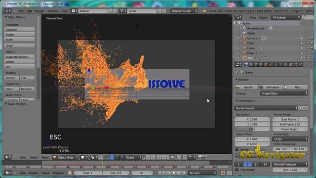 Как создать растворение текста в Blender. LOGO Dissolve