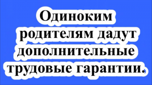 Одиноким родителям дадут дополнительные трудовые гарантии.