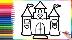 Как нарисовать замок  принцессы для детей