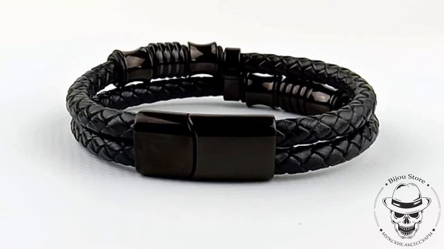 Двойной мужской кожаный браслет “БРУТАЛ” смотреть онлайн