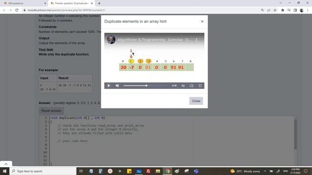 C Programming - Exercise - To duplicate elements in an array