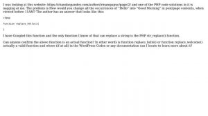 Wordpress: Does WordPress function replace_hello() exists?