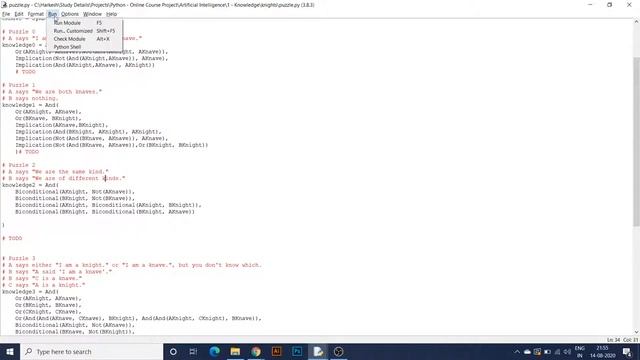 CS50 Artificial Intelligence - Project 1a - Knights using Python