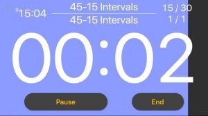 30 x (45 seconds - 15 seconds) intervals by Interval Timer X Workout Timer app