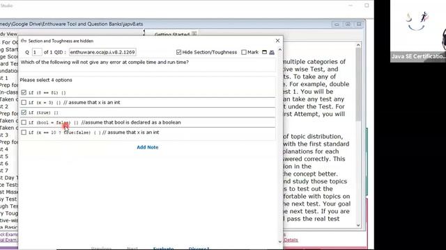 Valid Java 'if' Statements Tutorial                  (enthuware.ocajp.i.v8.2.1269)