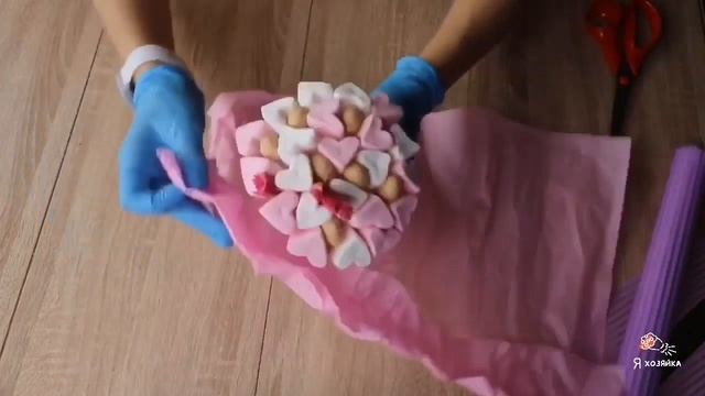 Мини букет из маршмеллоу за 10 минут своими руками. Как собрать букет из маршмеллоу?