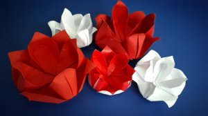 Ручная работа из бумаги. Как сделать цветы из бумаги. Оригами.