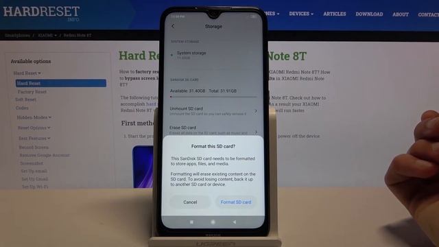 How to Format SD Card XIAOMI Redmi Note 8T – Delete External Memory смотреть онлайн