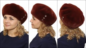 Женский меховой берет из экомеха "Классика"