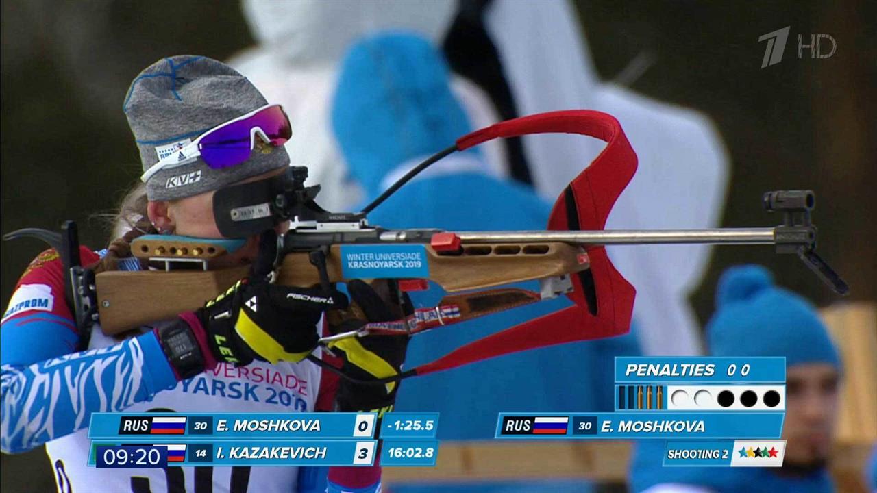 Российские биатлонистки вновь заняли весь пьедестал почета на Универсиаде в Красноярске смотреть онлайн
