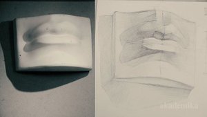 Губы Давида карандашом - Академический рисунок | Художник Денис Чернов ~ Онлайн-школа Akademika