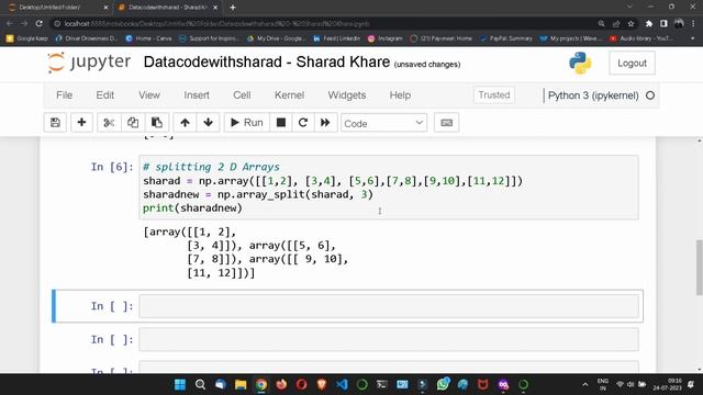 NumPy Splitting Array || np.array_split || Complete Python Numpy Tutorial