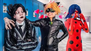 Wednesday Addams stole Ladybug's boyfriend! Wednesday and Cat Noir are now a couple!