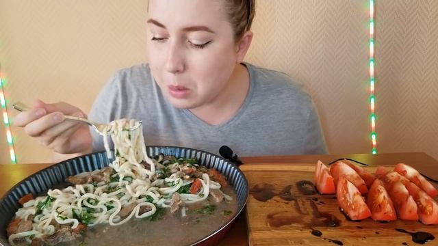 ЛАГМАН С ГОВЯДИНОЙ МУКБАНГ АСМР | LAGMAN WITH BEEF MUKBANG ASMR 먹방 eatingshow смотреть онлайн