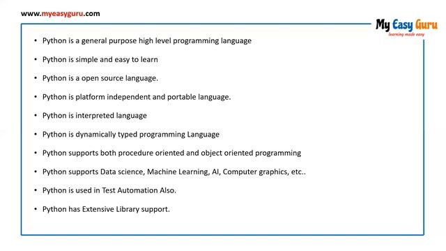 Lecture 2: Features of Python |  Features of Python programming language | Python Tutorial