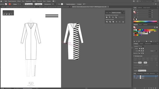 Дизайн одежды | Технический рисунок одежды| платье | Adobe Illustrator 2021|100 эскизов #49 смотреть онлайн