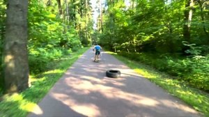 Специальная силовая лыжника летом на лыжероллерах.