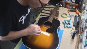 Gibson J 45 Guitar Gets a Bridge Re Glue