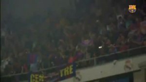 Dugout celebration by Barcelona