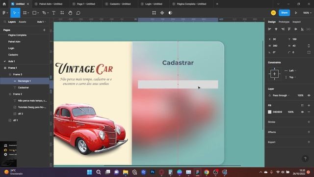 Bubble  Figma -  Sistema ERP  completo - Parte 1 - Efeito Blur Tela Cadastro