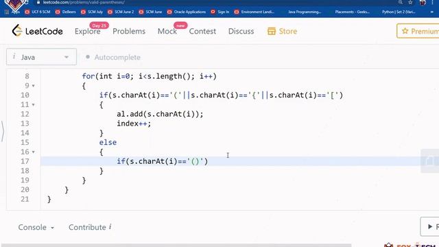 LeetCode Problem Solution | Valid Parenthesis | Check Valid Parenthesis | Tech-Fox Academy