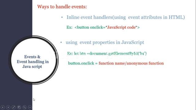 Events in JavaScript |Event handling in JavaScript | Event handlers in JavaScript  | DOM events