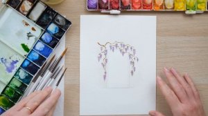 How to Paint Watercolour Wisteria