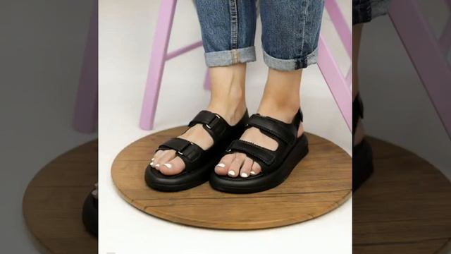 Женские сандали на липучках черные кожаные сандалии из натуральной кожи черного цвета жіночи сандал смотреть онлайн