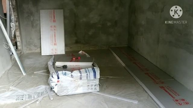 монтаж пенополистирола на пол.