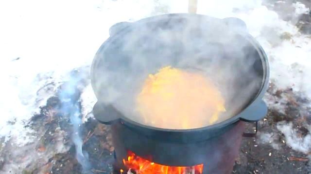 Картошка с ребрышками в казане и на мангале