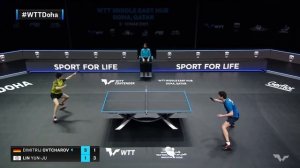 Подача неберучка Овчарова против Лин Юн Джу. Ovtcharov Lin Yun Ju