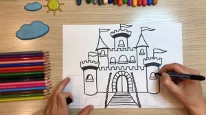 Замок рисунок. Как нарисовать замок рыцаря рисунок. Как нарисовать крепость рисунок Старый замок