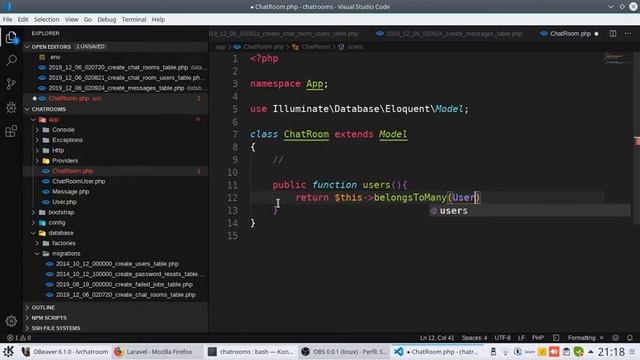 3: Laravel: Chatroom: Migraciones y Relaciones смотреть онлайн